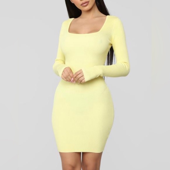 Fashion Nova Dresses & Skirts - Fashion Nova – “The Rest Is Still Unwritten” Yellow Sweater Dress Size XL NWT